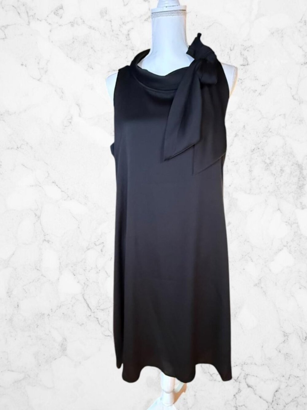 Robbie Bee Dress Womens 16 Black Sleeveless Knee Length Tie Neck NWT